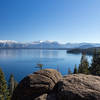 Snow covered mountains on the southeast side of Lake Tahoe