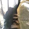Staircase up the squeeze to the top of Natural Bridge