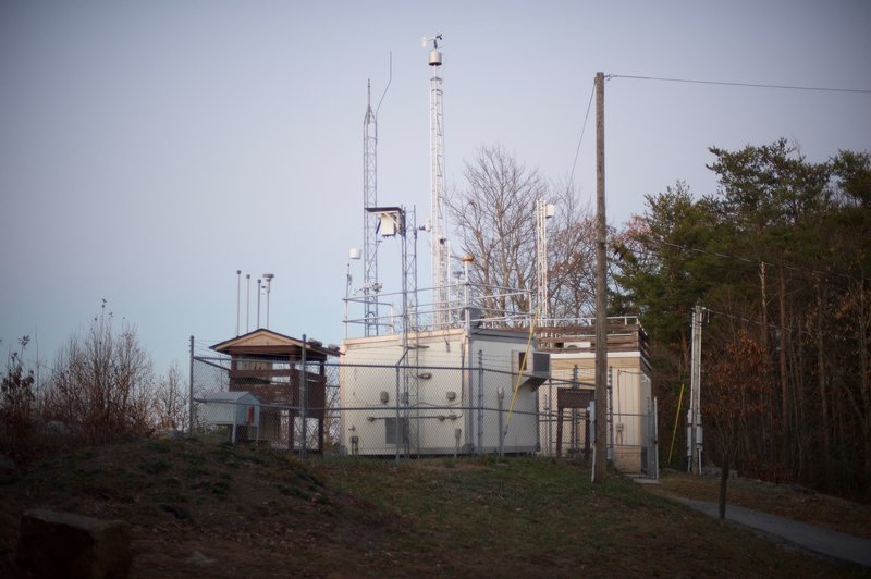 Looking back at the air quality monitoring station that sits at Look Rock and monitors the air quality of the Smokies and its gateway communities.