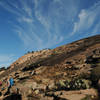 Hiking along Echo Canyon with Enchanted Rock in the background