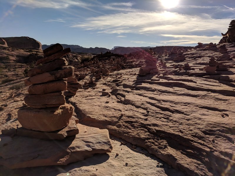 Markers along the Corona Arch Trail