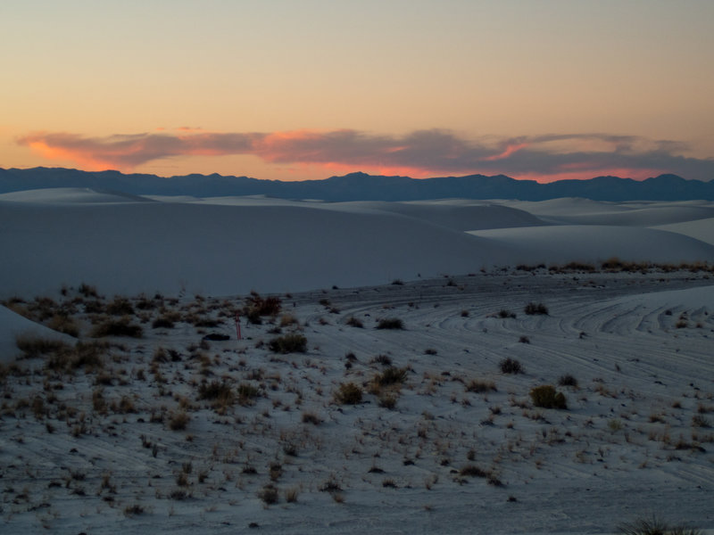 One of the campsites just after sunset. San Andres Mountains in the background.