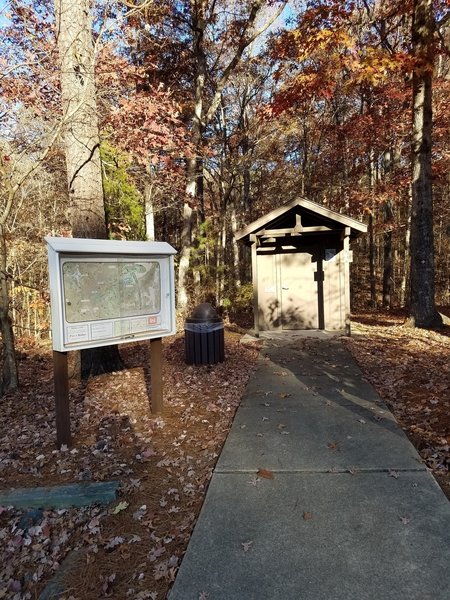 Restroom facility at the halfway point of the loop, right at the boat ramp.