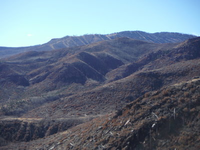 Pajarito Mountain ski runs looking southwest.
