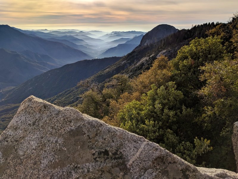 One mile from the Crescent. Less than a mile from the Crescent Meadow trailhead, the trail exits the forest with sweeping views of the High Sierra and the foothills.  At Eagle View the view is amazing.