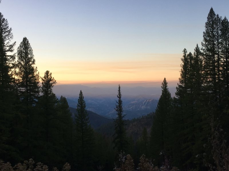 Sunset  and rolling fog over the Wenatchee Mountains