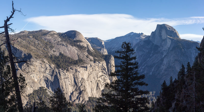 Half Dome from across Yosemite Valley. Royal Arches, North Dome, and Washington Column on the left