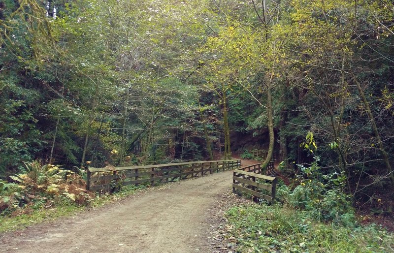 Aptos Creek Fire Road crosses Aptos Creek on the picturesque Margaret's Bridge