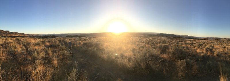 Sun starting to set over the Ancient Lake Trailset