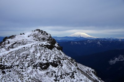 The summit of Silver Star Mountain with Mt. St. Helens on the horizon
