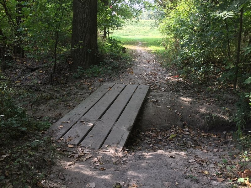A creek crossing on the north south bisector trail.