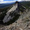 Climbing Mount Yoran from Divide Lake; Point 7138 in the background