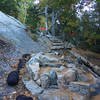 Climbing the stairs on Goat Trail.  This is the easier part of the climb, even a 9yr could do it.