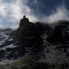 Snow being blown off the ridge above Little Blitzen Canyon