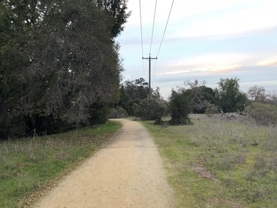 The trail as it leaves the road.  The creek is on the left hand side and the field/meadow starts to open up on the right.