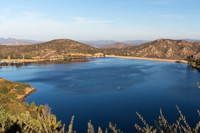 Lake Poway during the early morning from the lookout at the south of the lake