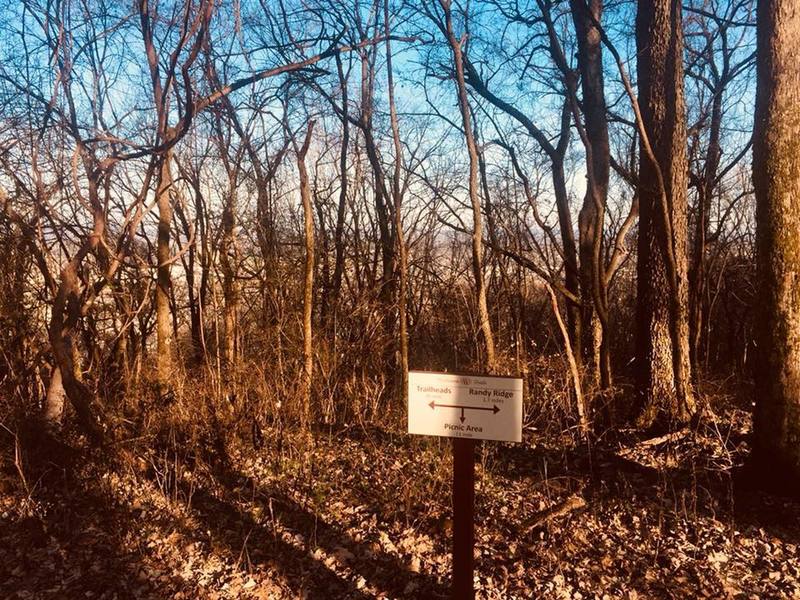 Trail sign and view of WH below.