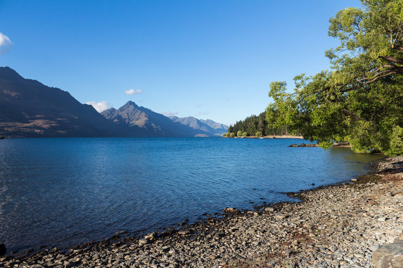 Looking across the Frankton Arm on a sunny morning in December