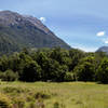 View from Glade House across the meadow up the Clinton Valley