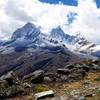 View of the slightly shrouded Huandoy Massif 6395m/20.981ft, the 2nd highest mountain in the range.