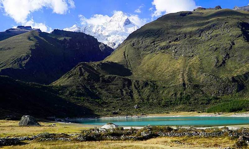 Laguna Keushu en route to the Ice of Huandoy, the lowest ice in the Cordillera Blanca.