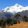 View of Huandoy peaks 6395m/20981ft from Atma viewpoint.