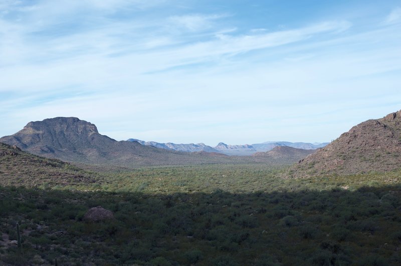 As the trail gains elevation, you can see more of the surrounding area.  If you hike in the morning, you get the benefit of hiking in the shade as the sun isn't high enough to clear the mountains above you.