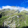 Morning clouds hovering around the top of the mountains