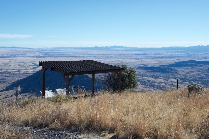 At the peak, there is a shelter with a couple information signs about the Coronado Expedition, the history of the people in the area, and animals that call the area home.