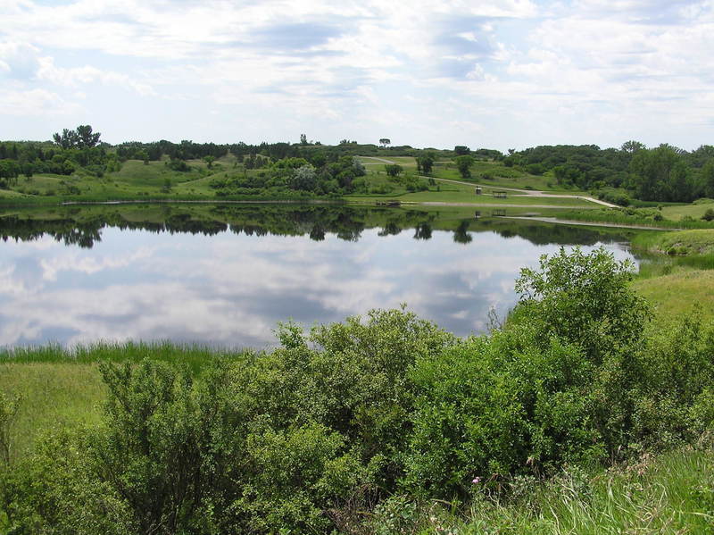 View of the lake and the trailhead