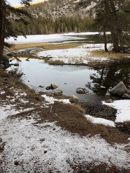 Southwest end of the Rock Creek reservoir at the bottom of the cascade