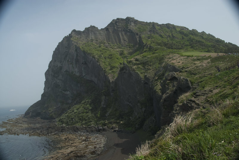 Sunrise Peak and the small black sand beach