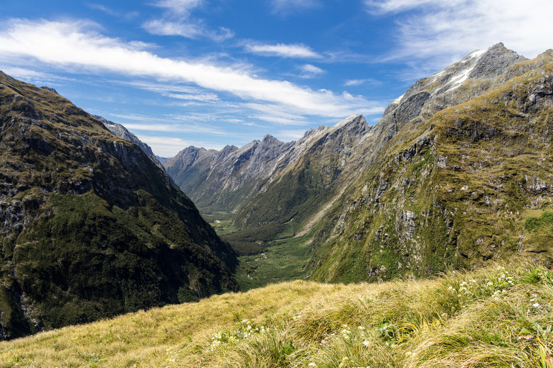 The best view down the Clinton Valley from Mackinnon Pass