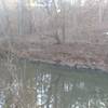 View of Eno River from a handmade wooden bench