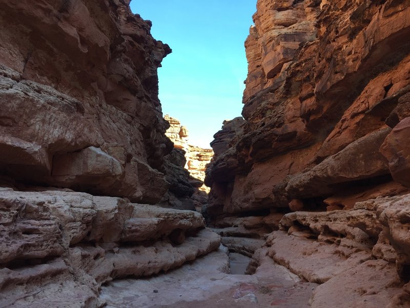 Descending the Cathedral Wash slot canyon level by level...a very adventuresome route!