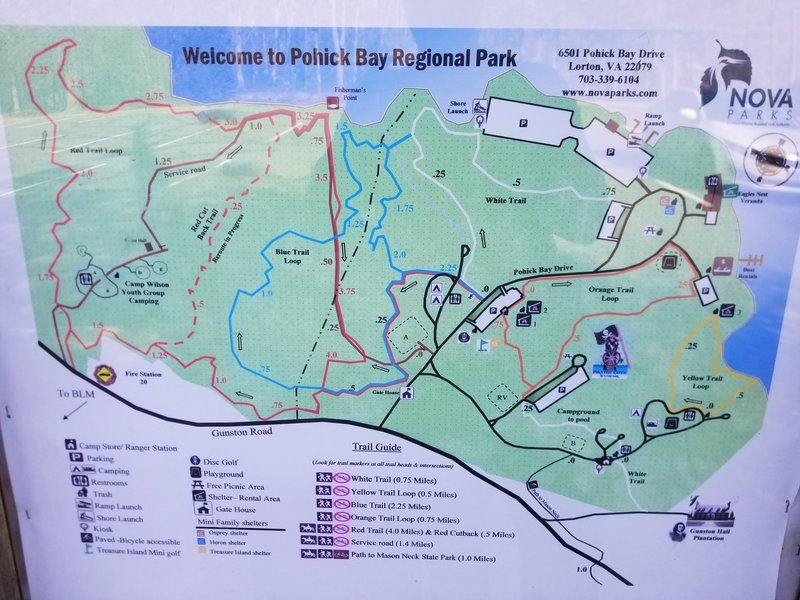 Map of Pohick Bay Park Trails