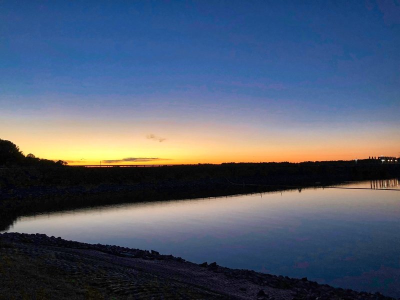 A sunset by the dam.