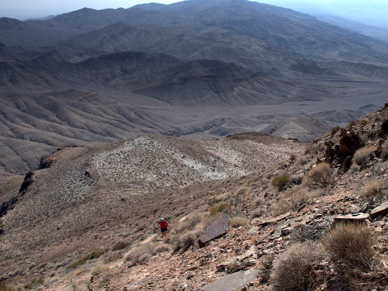 Climbing the higher, steeper, part of the ridge.