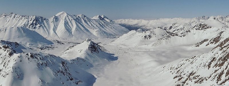 Summit view looking north.  Williwaw is the high point mid-left.