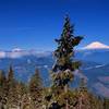 Mount Saint Helens (L) and Mount Adams (R) from Mount Defiance in winter