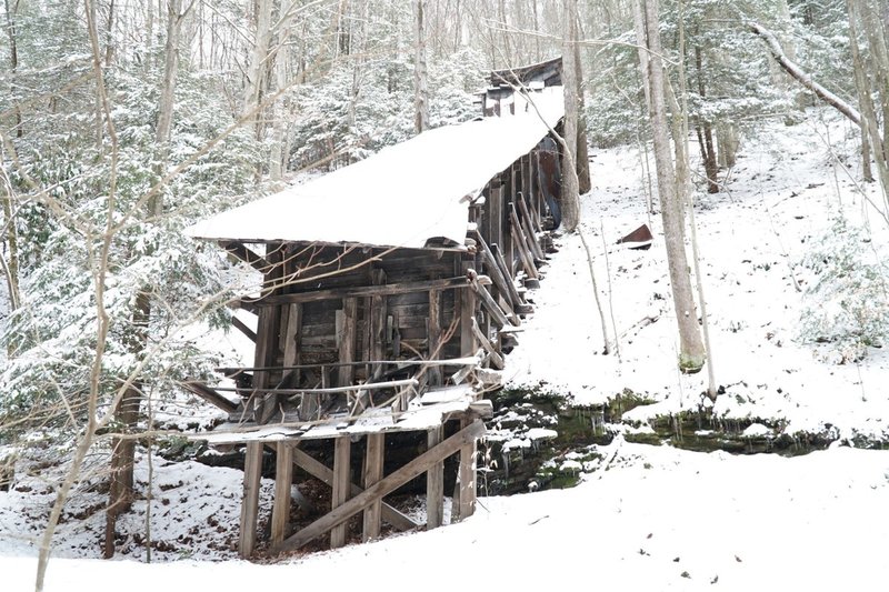 Winter view of the historic coal tipple - do not approach or disturb.