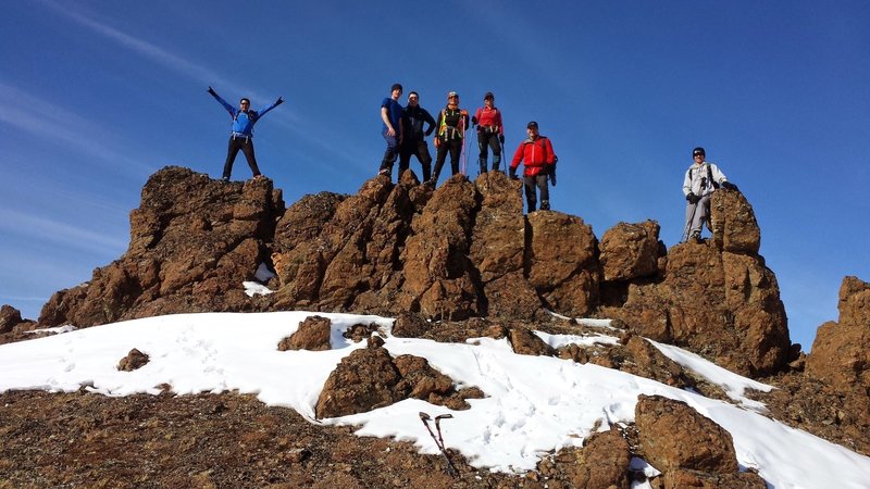 Summit photo on top of the finger-like rock formation.