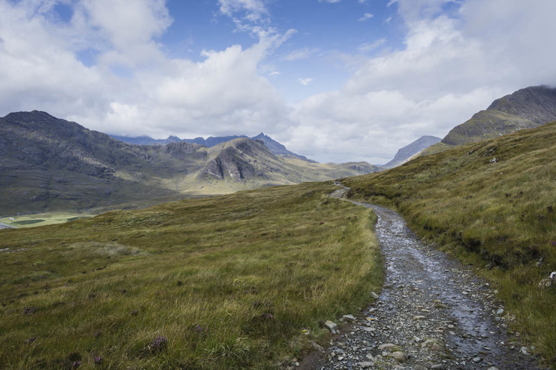 The descent from Am Mam Pass into Camasunary on the Atlantic Ocean with the Cuillin Hills as the backdrop is simply magnificent