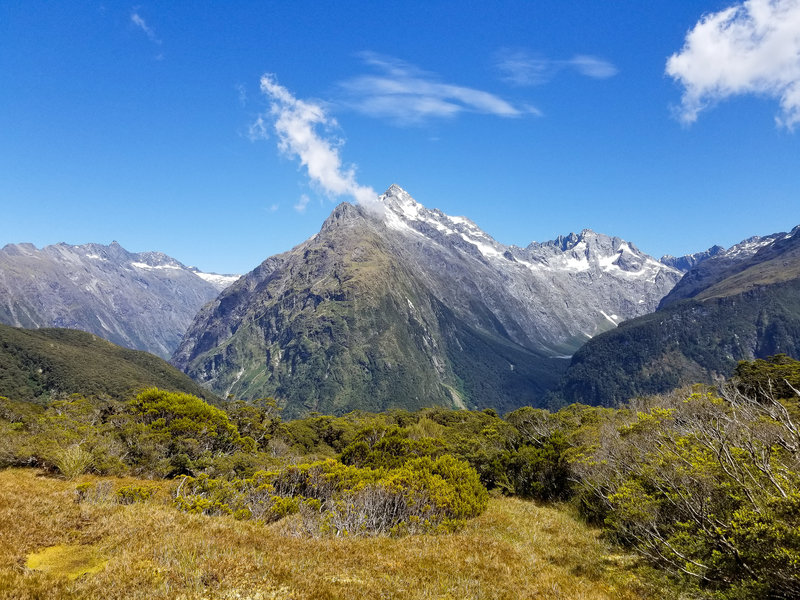 Mount Christina and a glimpse of Lake Marian at its base