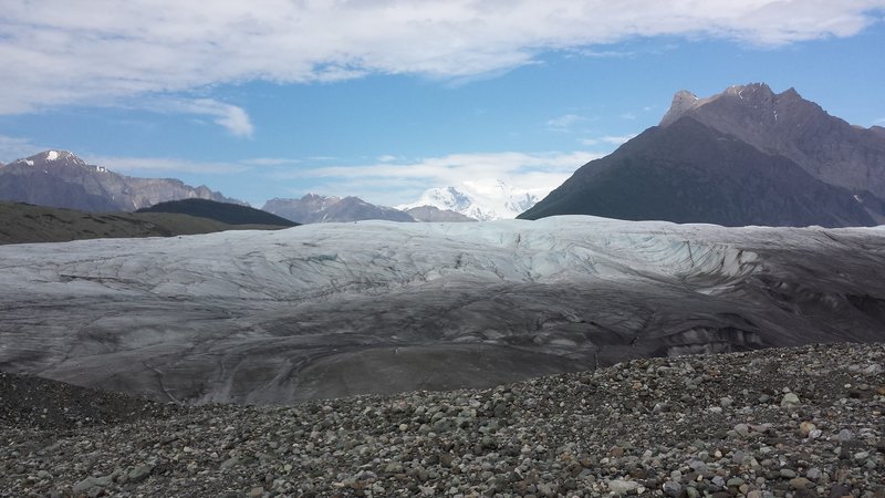 Root Glacier access taken in 2014.  Mt. Blackburn is the snow-capped mountain.