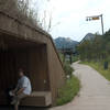 Taking a snack break in a well appointed bunker with Bukhansan in the background