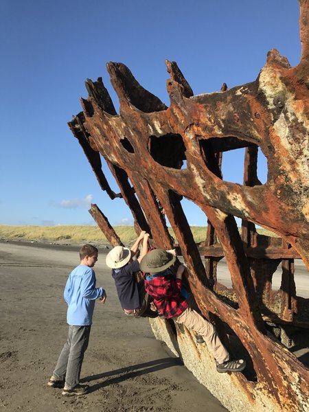 Climbing the wreck, not necessarily the best idea.