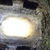 Looking up the chimney.