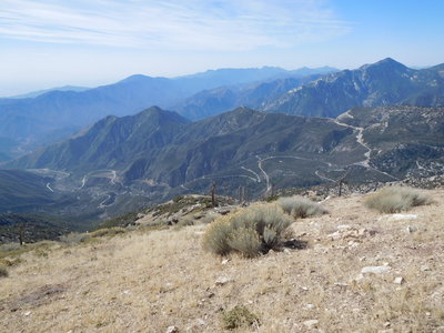 View of Highway 39 rising from San Gabriel Canyon to Crystal Lake.