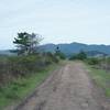 The dirt trail as it crosses the top. You can see the mountains to the east that rise above Half Moon Bay and Moss Beach.